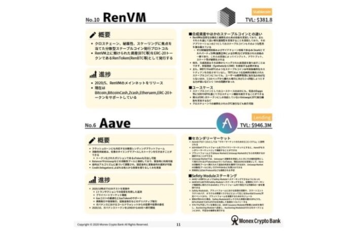 マネックスクリプトバンクがDeFiのレポートを公表、無料ダウンロード可能【分散型金融】