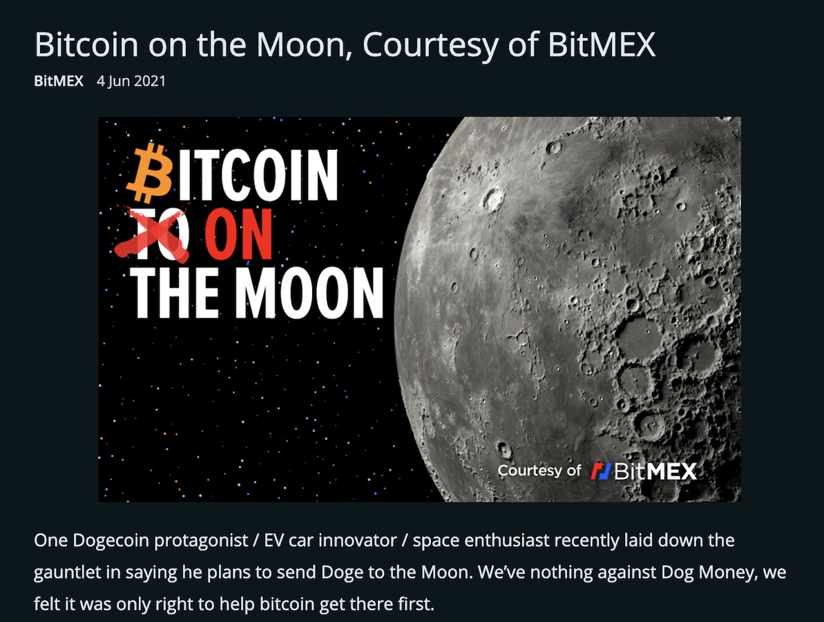 Bitmex 1ビットコインを月に送る計画 To The Moon 構想が現実に Coindesk Japan コインデスク ジャパン Bitmex 1ビットコインを月に送る計画 To The Moon 構想が現実に Coindesk Japan コインデスク ジャパン