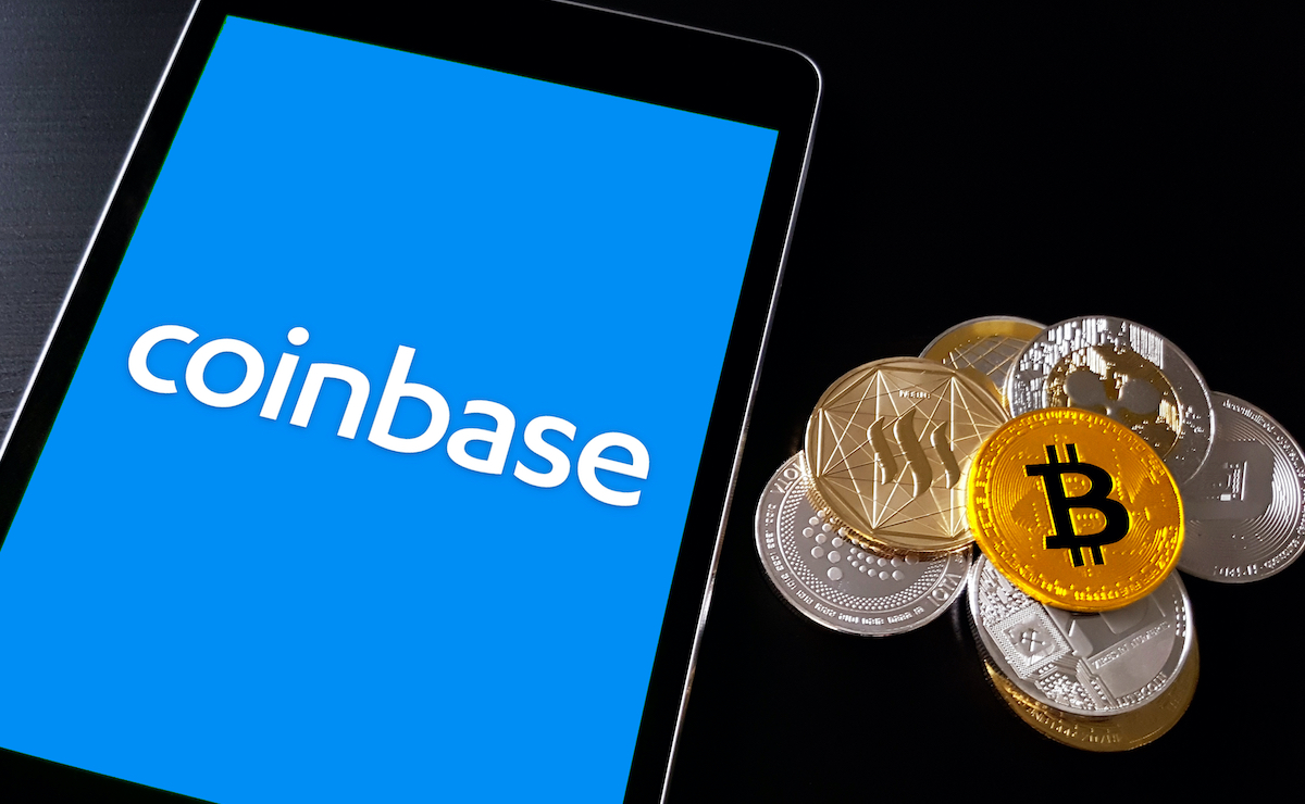Coinbase,Cryptocurrency,Exchange,Logo,On,Ipad,Smart,Device,With,Stack ...