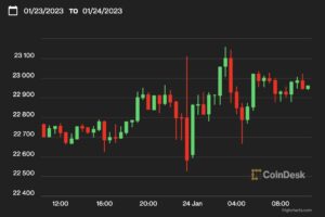 【US市場】ビットコイン、2万3000ドル付近で横ばい──ジェミニが追加レイオフ