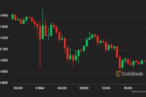ビットコイン、3週間ぶりの安値──2万2000ドル付近まで下落