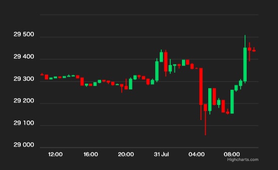 ビットコイン、一時2万9200ドル割れ──イーサリアム、ソラナ、ポリゴンも下落