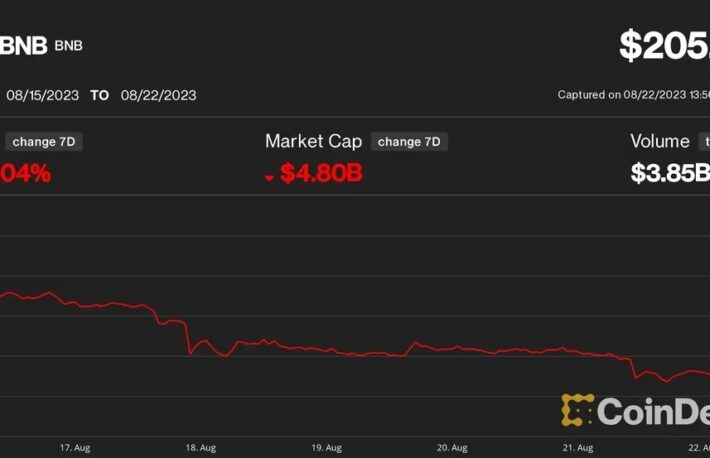 BNB、1年ぶりの低水準に──バイナンスへの新たな批判を受け