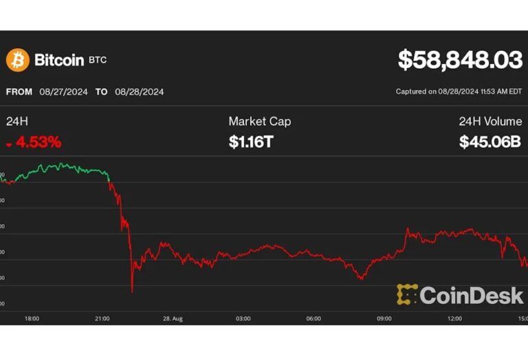 ビットコインの反発弱まる──エヌビディア株の下落でリスクオフムードに拍車