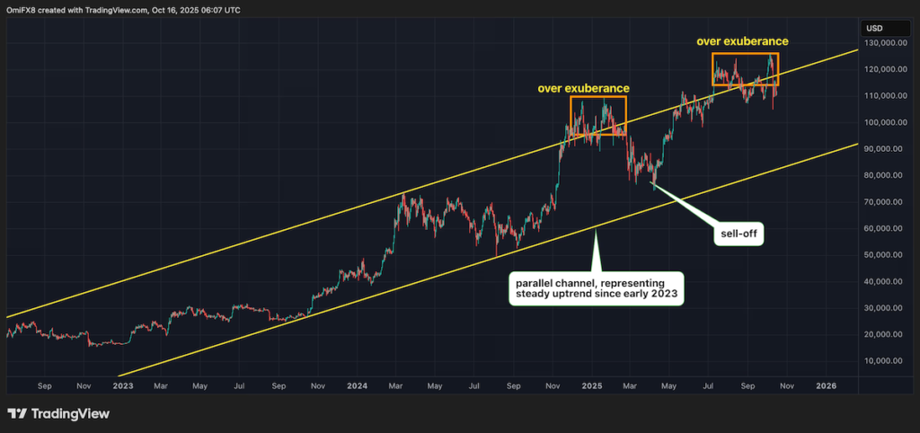 BTC's daily chart. (TradingView/CoinDesk)